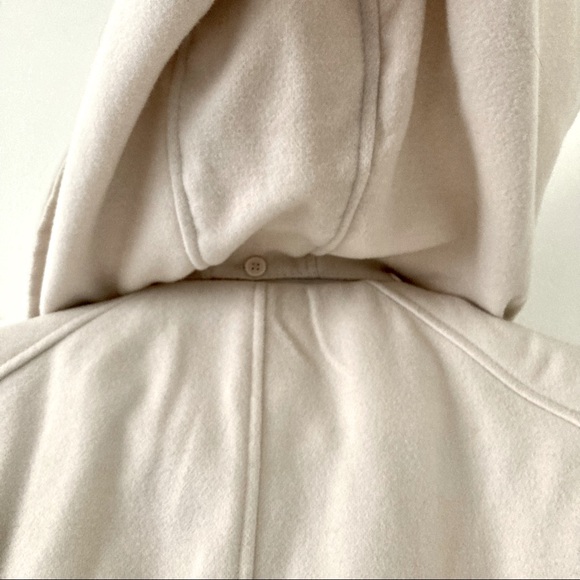 Details INTL White Cream Double Breasted Pea Coat Removable Hood Size Medium - Picture 3 of 9